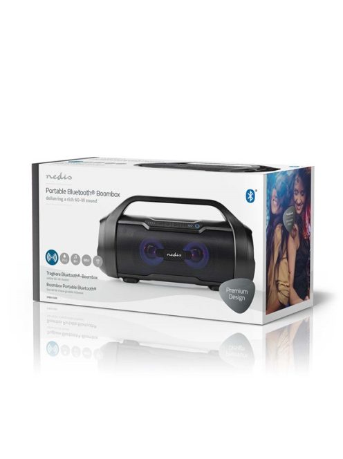 Nedis SPBB310BK akkumulátoros party boombox, 120W, Bluetooth, 10 m hatótávolság, USB, microSD , 6 óra vez nélkül