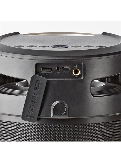 Nedis SPBB350BK akkumulátoros party boombox, Bluetooth, 150W, 3,5 óra, 4400 mAh, USB, AUX 6,35 mikrofon bemenet