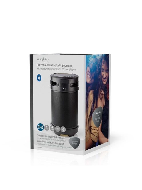 Nedis SPBB350BK akkumulátoros party boombox, Bluetooth, 150W, 3,5 óra, 4400 mAh, USB, AUX 6,35 mikrofon bemenet