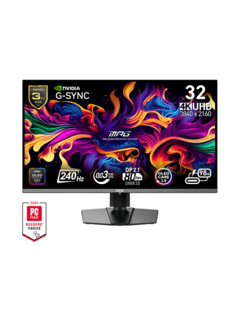 MSI Monitor GAMING MPG 322URX QD-OLED 31,5" UHD 3840x2160, 240Hz, 150000:1 CR, 250cd/m2, 0,03ms, 2x HDMI, DP, USB-C