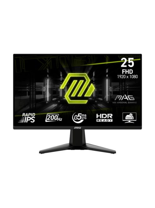 MSI Monitor GAMING MAG 255F E20 24,5" FHD Rapid IPS 1920x1080, 16:9, 200Hz, 1000:1, 0,5ms, 2x HDMI, DP, Black