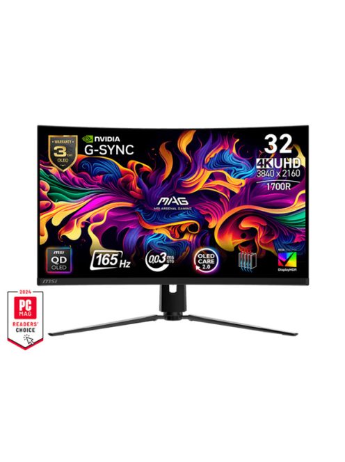 MSI Monitor GAMING MAG 321CUP QD-OLED Ívelt 31,5" UHD 3840x2160, 1700R, 165Hz, 0,03ms, 2x HDMI, DP, USB-C