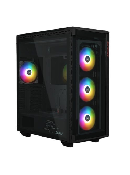 ADATA XPG Ház E-ATX Battlecruiser II, 4x120mm RGB ventilátor, Tápegység nélkül, üvegfalú, fekete