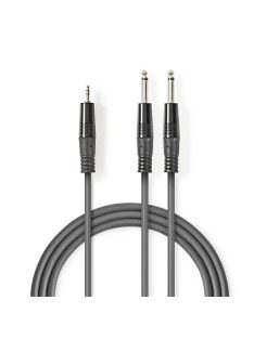   Nedis COTH23200GY15 félprofi audio kábel, 3,5mm sztero jack dugó - 2 x 6,35mm mono jack dugó, hossz 1.5m, rugalmas
