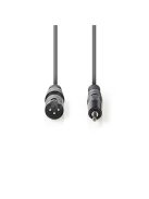 Nedis COTH15300GY30 félprofi audio kábel, 3,5mm sztero jack dugó - 3p XLR dugó, hossz 3m, rugalmas