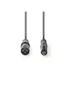 Nedis COTH15300GY30 balanced/szimmetrikus félprofi audio kábel, 3,5mm sztero jack dugó - 3p XLR dugó, 3m, rugalmas