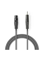 Nedis COTH15300GY30 balanced/szimmetrikus félprofi audio kábel, 3,5mm sztero jack dugó - 3p XLR dugó, 3m, rugalmas