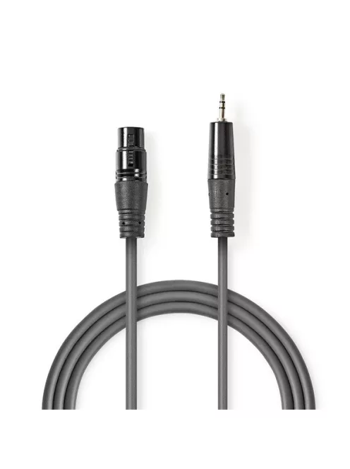 Nedis COTH15300GY30 balanced/szimmetrikus félprofi audio kábel, 3,5mm sztero jack dugó - 3p XLR dugó, 3m, rugalmas