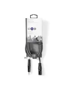 Nedis COTH15300GY30 balanced/szimmetrikus félprofi audio kábel, 3,5mm sztero jack dugó - 3p XLR dugó, 3m, rugalmas