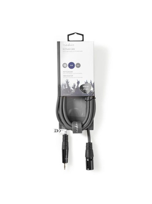 Nedis COTH15300GY30 félprofi audio kábel, 3,5mm sztero jack dugó - 3p XLR dugó, hossz 3m, rugalmas