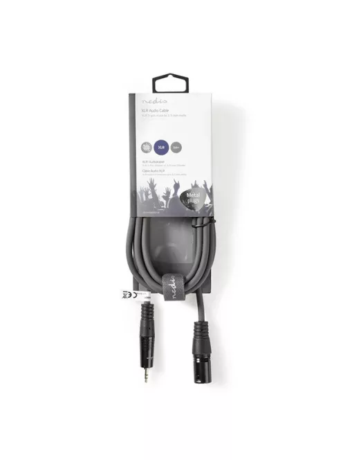 Nedis COTH15300GY30 balanced/szimmetrikus félprofi audio kábel, 3,5mm sztero jack dugó - 3p XLR dugó, 3m, rugalmas
