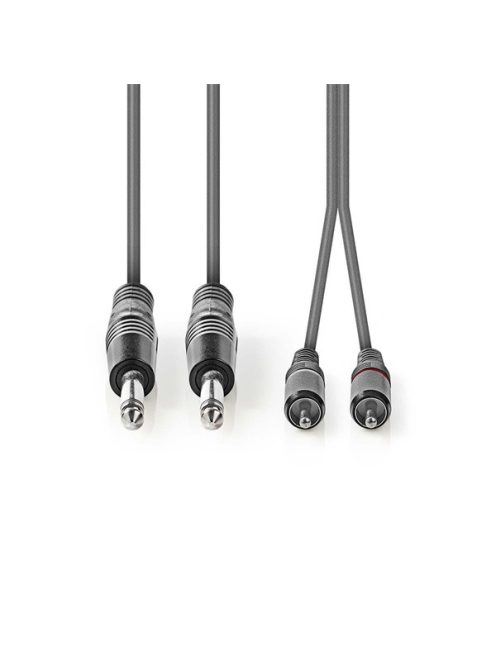 Nedis COTH23320GY30 félprofi audio kábel, 2 x 6,35mm mono jack dugó - 2 X RCA dugó, hossz 3m, rugalmas