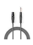 Nedis COTH15120GY50 félprofi audio kábel, 6,35mm mono jack dugó - 3p XLR aljzat, hossz 5m, rugalmas