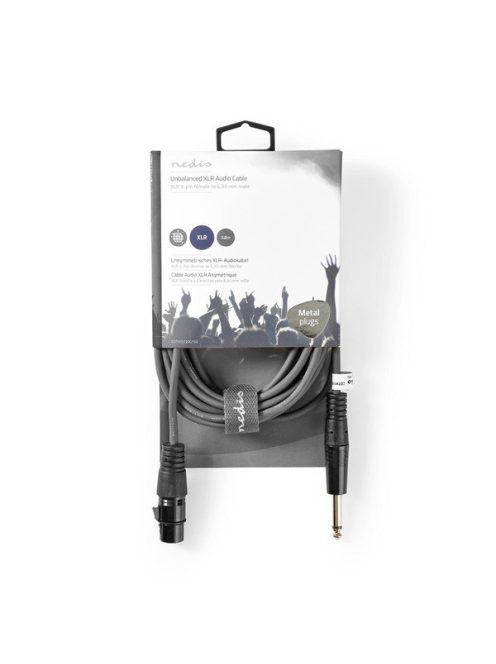 Nedis COTH15120GY50 félprofi audio kábel, 6,35mm mono jack dugó - 3p XLR aljzat, hossz 5m, rugalmas