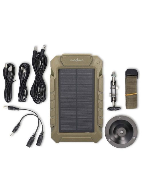 Nedis WCPBK80GN 8000mAh külső akku (powerbank) beépített napelem panellal, ideális vadkamerákhoz, 5V, 6V, 12V, IPX56