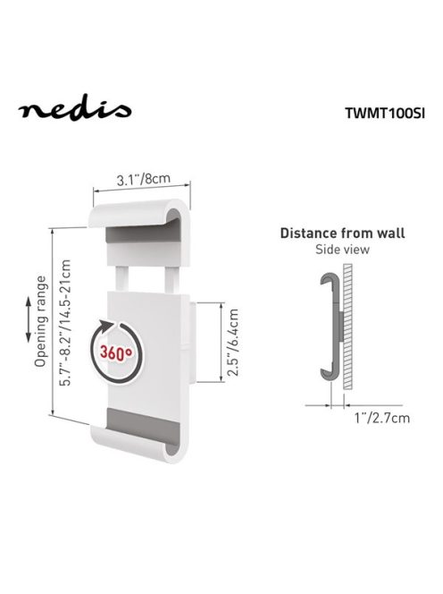Nedis TWMT100SI 7 - 12 " fix fali tablet tartó konzol, 360° elforgatható