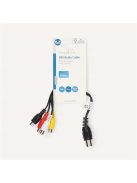 Nedis CAGL20450BK02 DIN audio kábel, DIN 5 tűs dugó - 4x RCA aljzat, 0,20m