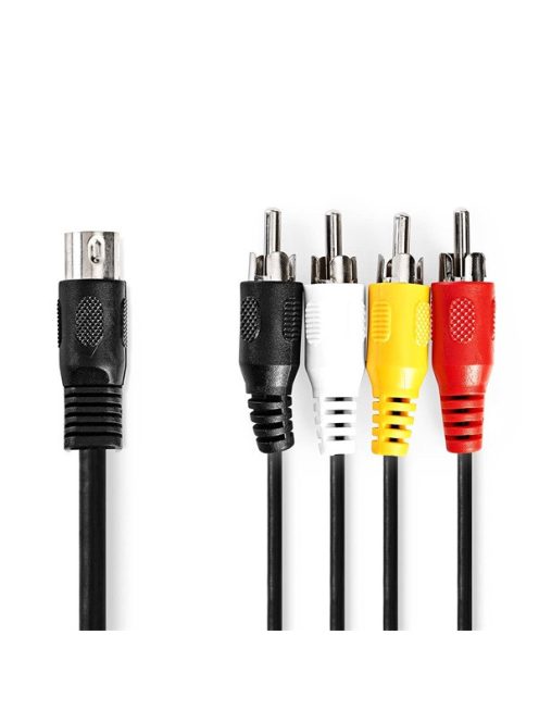 Nedis CAGL20400BK10 DIN audio kábel, DIN 5 tűs dugó - 4x RCA dugó, 0,20m