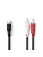 Nedis CAGB24020BK02 sztereo audio kábel, 1x RCA aljzat - 2x RCA dugó, 0,20m