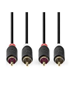   Nedis CABW24200AT100 sztereo audió kábel 2x RCA férfi,  2x RCA férfi, Aranyozott,  10 m , kerek,  Antracit