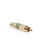 Nedis CAGP24900BK RCA csatlakozó, 10 db, Egyenes, Aranyozott,  Forrasztó, Kábel bemeneti átmérő: 7,0 mm, Fém, Fekete
