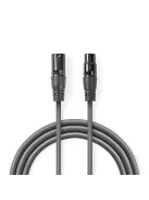 Nedis COTH15012GY05 DMX adapter kábel, XLR 3 tűs dugó, XLR 3 tűs anya,  Nikkelezett, 0,50 m,  kerek, PVC, Sötétszürke