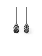 Nedis COTH15012GY15 DMX adapter kábel, XLR 3 tűs dugó, XLR 3 tűs anya,  Nikkelezett, 1,5 m,  kerek, PVC, Sötétszürke