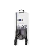 Nedis COTH15012GY30 DMX adapter kábel, XLR 3 tűs dugó, XLR 3 tűs anya,  Nikkelezett, 3 m,  kerek, PVC, Sötétszürke