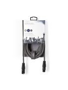 Nedis COTH15012GY50 DMX adapter kábel, XLR 3 tűs dugó, XLR 3 tűs anya,  Nikkelezett, 5 m,  kerek, PVC, Sötétszürke
