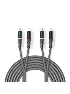   Nedis COTH24200GY15 sztereo audio kábel, 2x RCA dugó,  2x RCA dugó, Nikkelezett,  1,50 m, rugalmas