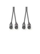Nedis COTH24200GY30 sztereo audio kábel, 2x RCA dugó,  2x RCA dugó, Nikkelezett,  3 m, rugalmas