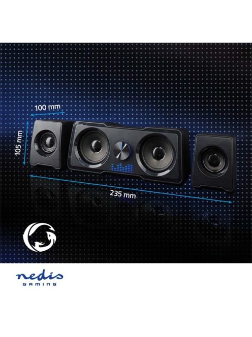 Nedis GSPR21022BK gamer hangszóró készlet, csatornák: 2.2, USB tápellátás, 3,5 mm jack, 48 W, LED, hangerőszabályozó