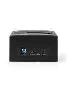Nedis HDDUSB3210BK HDD / SSD dokkoló, USB 3.2 Gen1, USB Type-A, 2 fiókos,  2,5 / 3,5", USB 3.2 Gen1