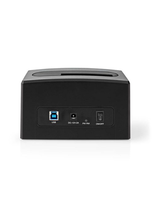 Nedis HDDUSB3210BK HDD / SSD dokkoló, USB 3.2 Gen1, USB Type-A, 2 fiókos,  2,5 / 3,5", USB 3.2 Gen1