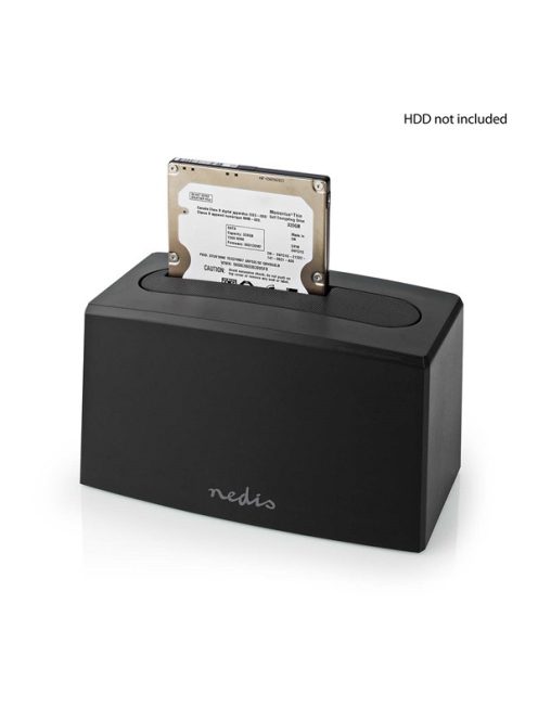 Nedis HDDUSB3210BK HDD / SSD dokkoló, USB 3.2 Gen1, USB Type-A, 2 fiókos,  2,5 / 3,5", USB 3.2 Gen1