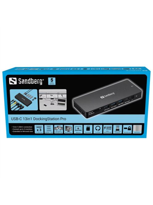 SANDBERG USB-C Dokkoló 13in1 DockingStation Pro