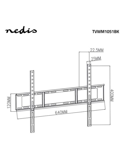 Nedis TVWM1051BK LCD TV / monitor fali tartó fix 37 - 70 "  Max. teherbírás: 35 kg,  Min. faltávolság: 23 mm