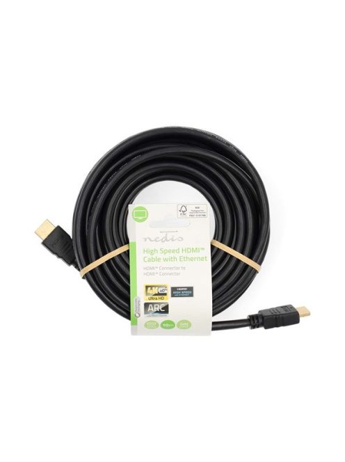 Nedis CVGL34060BK100 ultra HD HDMI kábel, HDMI dugó - dugó, 4K@60Hz, ARC, 18 Gbps, aranyozott csatlakozók, hossz 10m