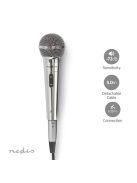 Nedis MPWD45GY dinamikus mikrofon, levehető kábel 5m, 80 Hz - 13 kHz 600 Ohm -72 dB Be/Ki kapcs.fém ezüst