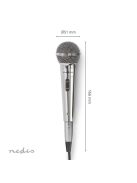 Nedis MPWD45GY dinamikus mikrofon, levehető kábel 5m, 80 Hz - 13 kHz 600 Ohm -72 dB Be/Ki kapcs.fém ezüst