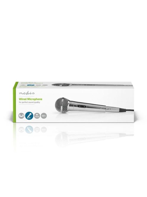 Nedis MPWD45GY dinamikus mikrofon, levehető kábel 5m, 80 Hz - 13 kHz 600 Ohm -72 dB Be/Ki kapcs.fém ezüst