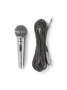 Nedis MPWD45GY dinamikus mikrofon, levehető kábel 5m, 80 Hz - 13 kHz 600 Ohm -72 dB Be/Ki kapcs.fém ezüst