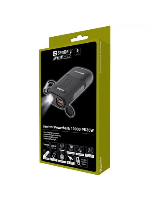SANDBERG Hordozható akkumulátor, Survivor Powerbank10000 PD30W