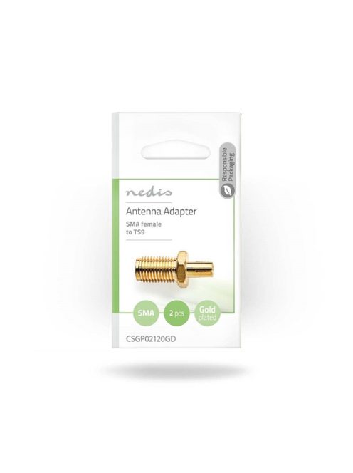 Nedis CSGP02120GD SMA anya | TS9 | Aranyozott | 50 Ohm | Egyenes | Réz | Arany | 2 db/csomag