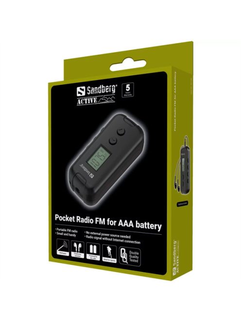 SANDBERG Rádió, Pocket Radio FM for AAA battery