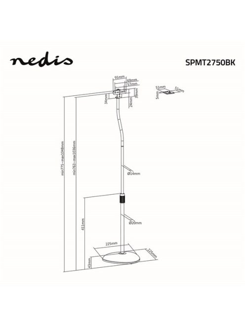 Nedis SPMT2750BK hangszóró állvány