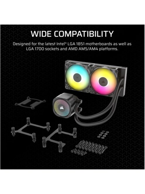CORSAIR CPU hűtő NAUTILUS 240 RS ARGB Liquid CPU Cooler (vízhűtés), 2 Ventilátoros, LGA1851 támogatással, fekete