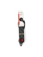 Nedis ESOC615F2BK 6 aljzatos kapcsolós (6-os) elosztó, 1,5 m, 3680 W, 16 A