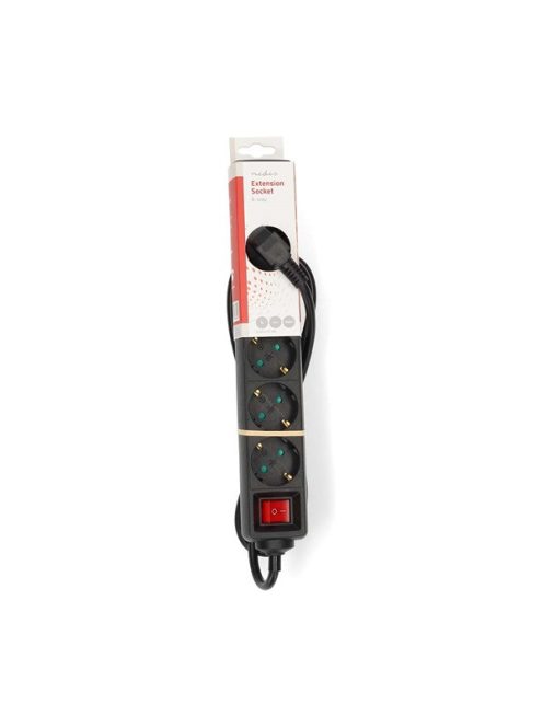 Nedis ESOC615F2BK 6 aljzatos kapcsolós (6-os) elosztó, 1,5 m, 3680 W, 16 A