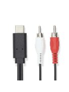 Nedis CCGL64240BK10 USB 3.2 Gen 1, USB-C kábel, USB C dugó - 2x RCA dugó, 1m